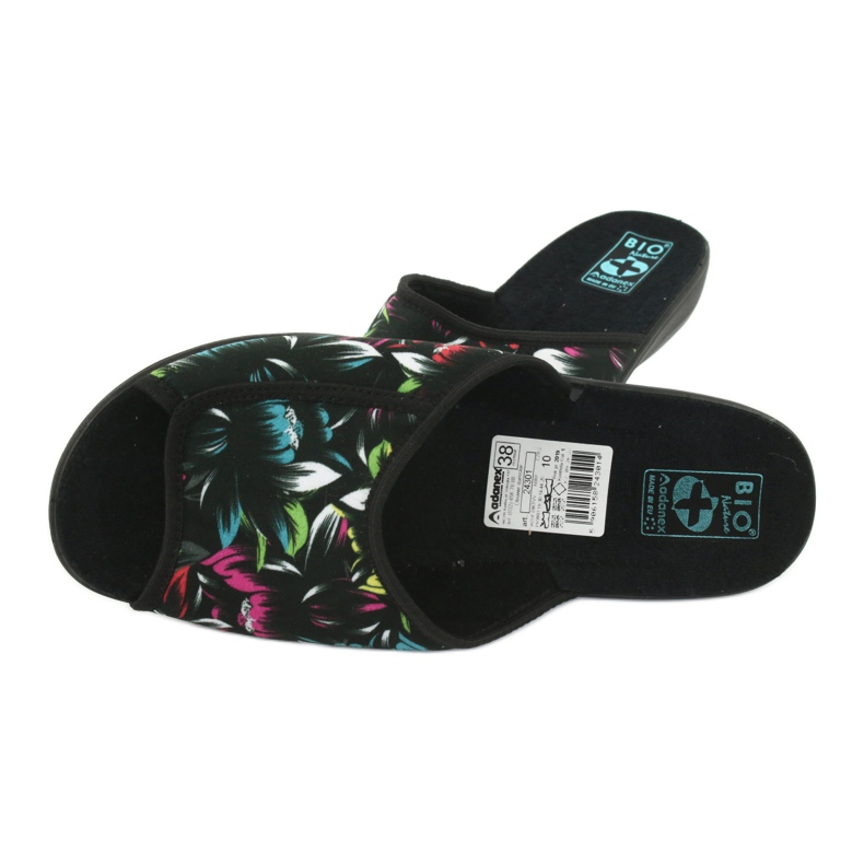 Dámské pantofle květiny Adanex 24301 černá modrý růžový zelená 4