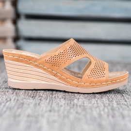 GOLL Lehké klínové pantofle hnědý 2