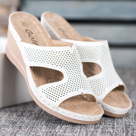 GOLL Lehké klínové pantofle bílý 2