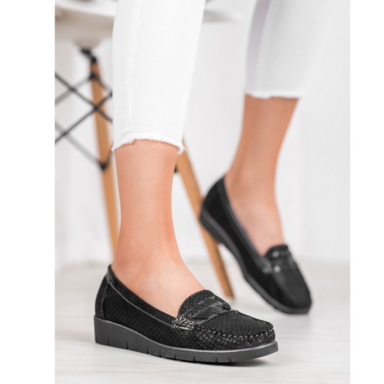 SHELOVET Textilní mokasíny černý 1