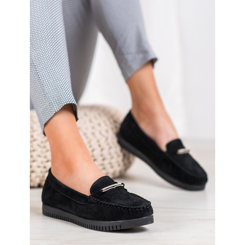 Filippo Kožené mokasíny na platformě černá 1