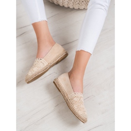 Small Swan Semišové espadrilky s krajkou hnědý 2