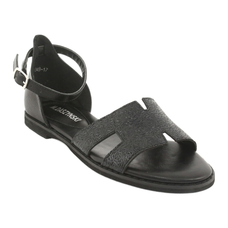 M.Daszyński Černé sandály na podpatku Daszyński MR1848-17 černá 1 M.Daszyński Černé sandály na podpatku Daszyński MR1848-17 černá 1