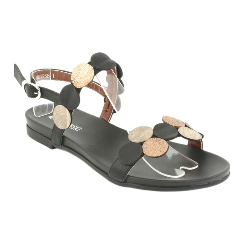 M.Daszyński Černé sandály se zlatými prsteny Daszyński MR1958-1 černá žlutá 1 M.Daszyński Černé sandály se zlatými prsteny Daszyński MR1958-1 černá žlutá 1