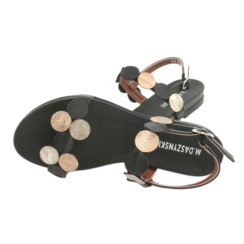 M.Daszyński Černé sandály se zlatými prsteny Daszyński MR1958-1 černá žlutá 4 M.Daszyński Černé sandály se zlatými prsteny Daszyński MR1958-1 černá žlutá 4