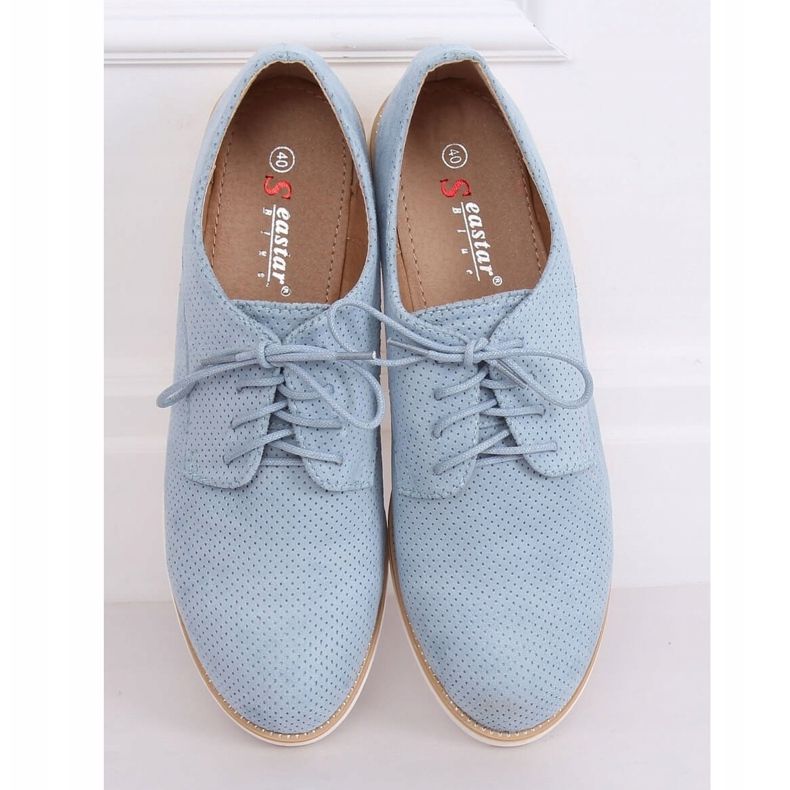 Dámské modře šněrované mokasíny T297 Blue modrý 1