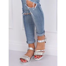 Stříbrné dámské sandály D-118 Silver šedá 1 Stříbrné dámské sandály D-118 Silver šedá 1