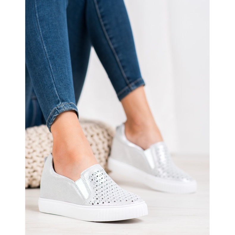 Filippo Kožené slipy na klínku šedá 1