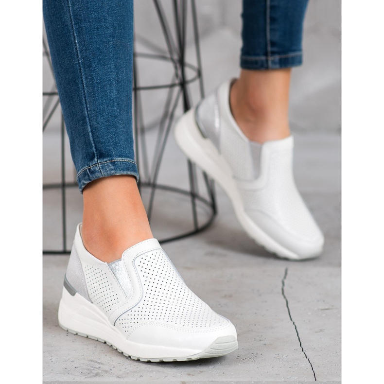 Filippo Prolamované kožené slipy bílý šedá 2