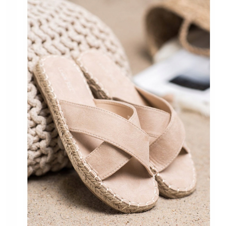 SHELOVET Pohodlné semišové pantofle béžový 2