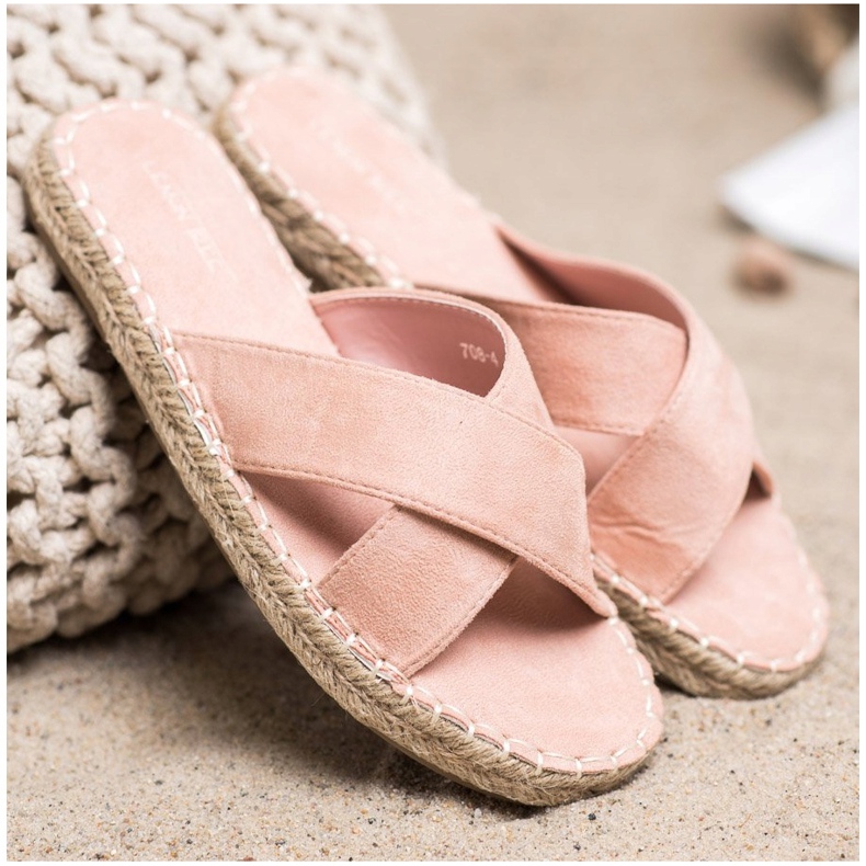 SHELOVET Pohodlné semišové pantofle růžový 2