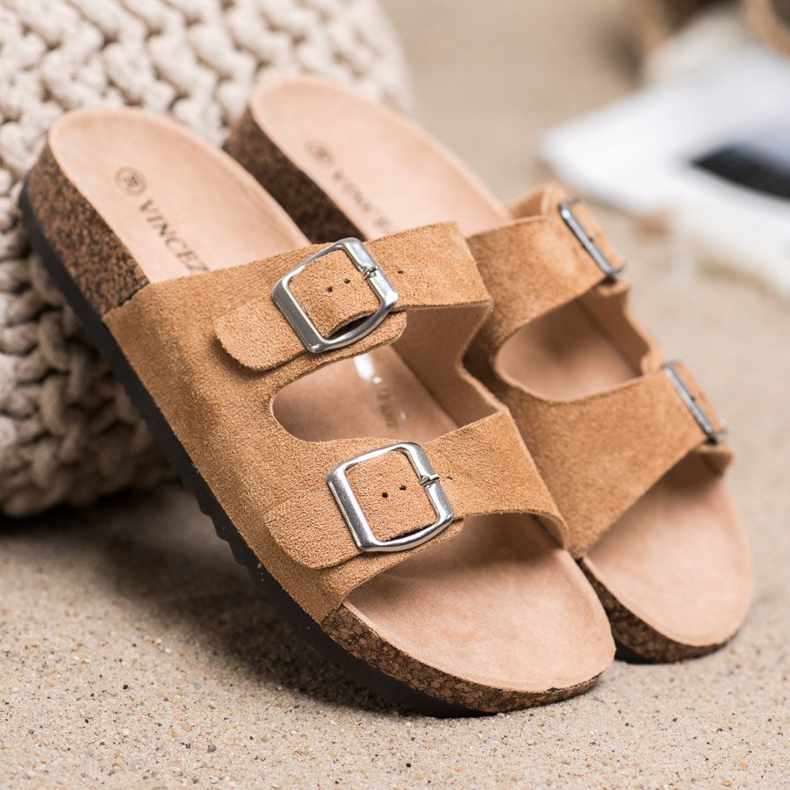 Pantofle VINCEZA se sponou hnědý 1