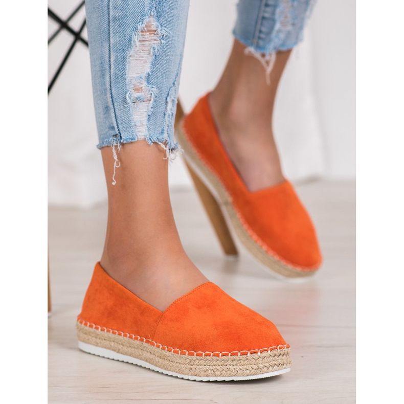 Small Swan Espadrilky z oranžového semiše oranžový 1