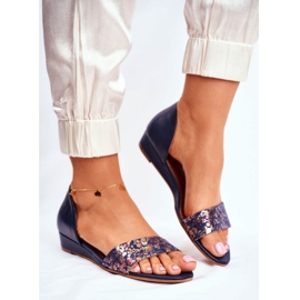 Dámské sandály Maciejka Leather Navy Blue 1971 Nomara modrý 1
