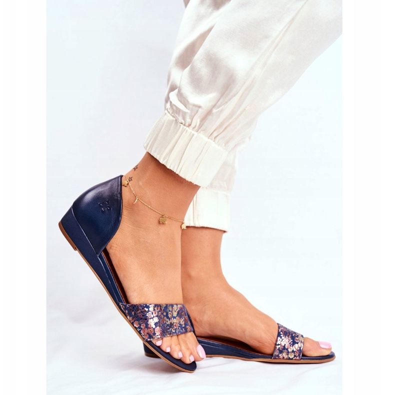 Dámské sandály Maciejka Leather Navy Blue 1971 Nomara modrý 2