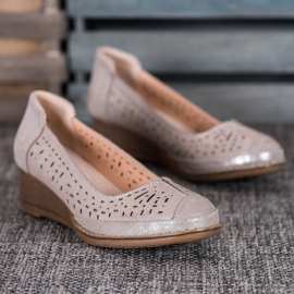 Filippo Kožená čerpadla se třpytkami hnědý žlutá 1