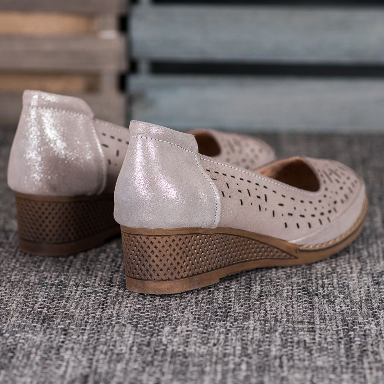 Filippo Kožená čerpadla se třpytkami hnědý žlutá 2