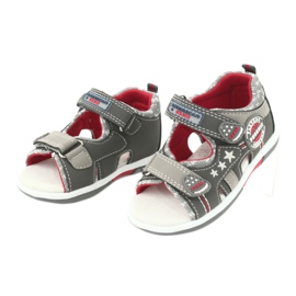 American Club Sandály s chlapci Boys Leather Insert DR15/20 Gray-Red šedá 2