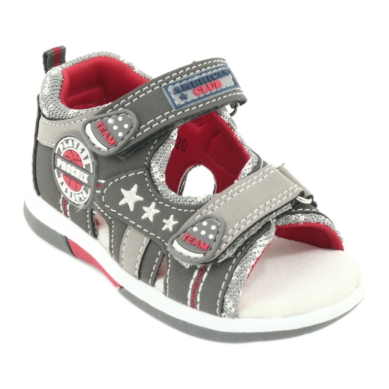 American Club Sandály s chlapci Boys Leather Insert DR15/20 Gray-Red šedá 1