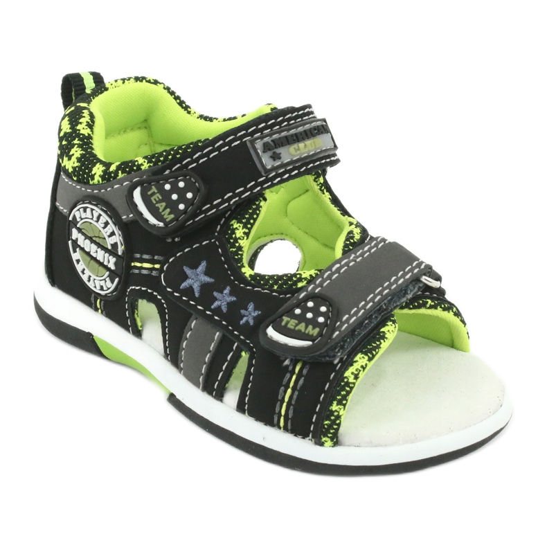 American Club Boys Sandals Leather Insert DR15/20 Black and Green černý 1