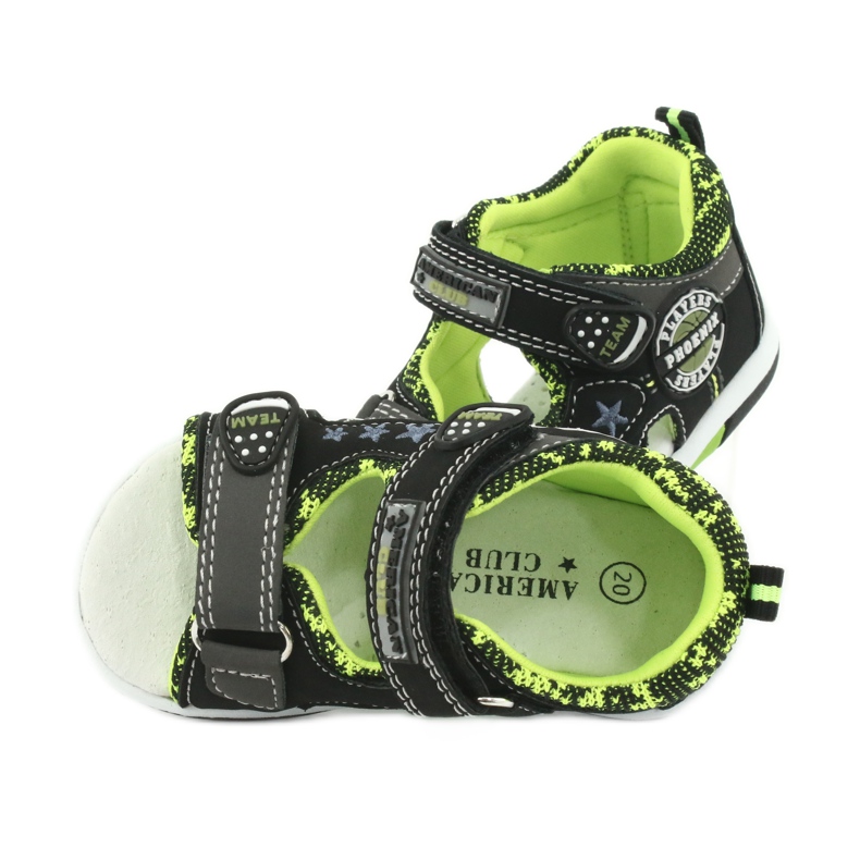American Club Boys Sandals Leather Insert DR15/20 Black and Green černá 5