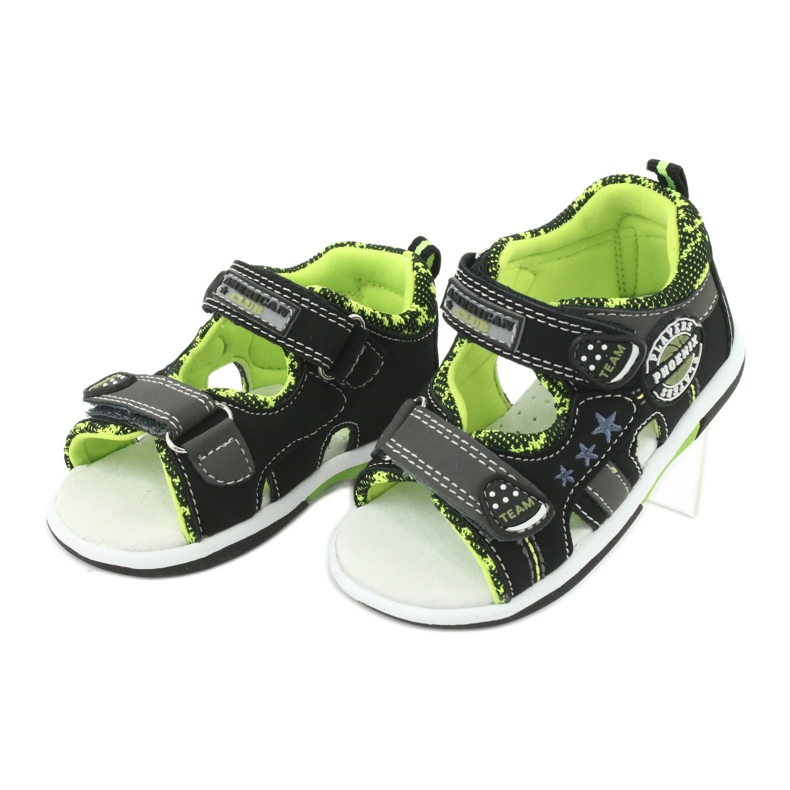 American Club Boys Sandals Leather Insert DR15/20 Black and Green černá 3