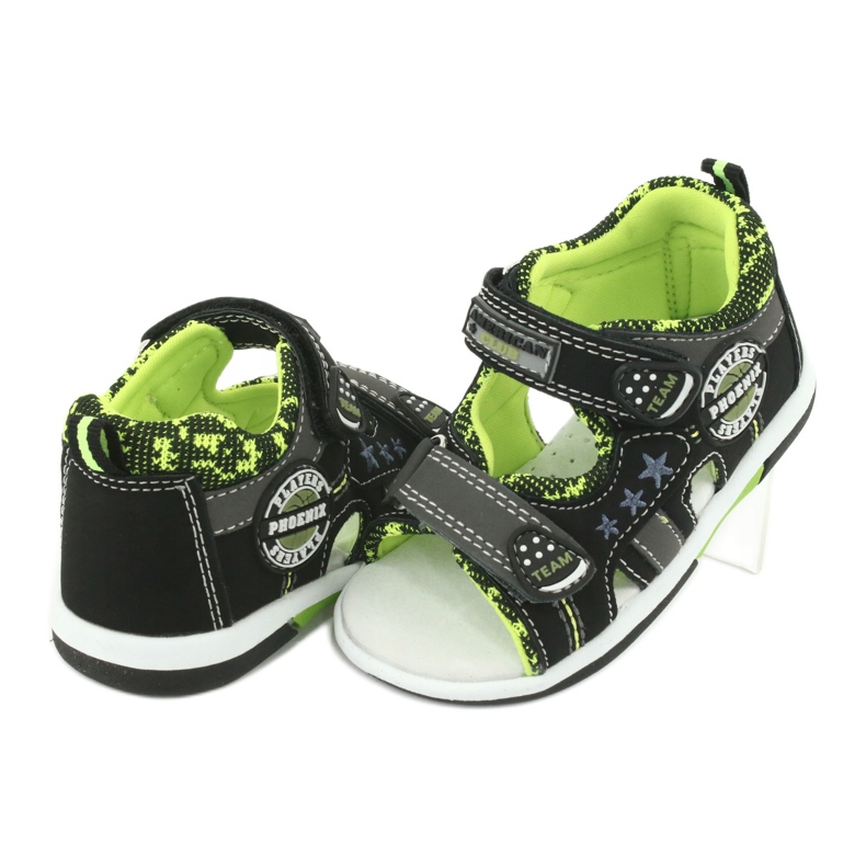 American Club Boys Sandals Leather Insert DR15/20 Black and Green černý 4