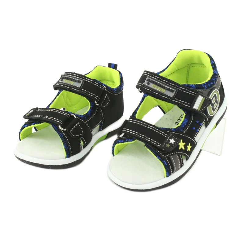 American Club Sandály Kožená vložka zdobená osmi a hvězdami DR14/20 Black and Green černý 2