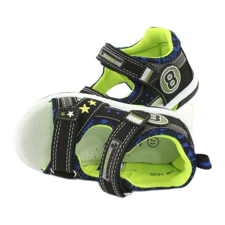American Club Sandály Kožená vložka zdobená osmi a hvězdami DR14/20 Black and Green černý 5