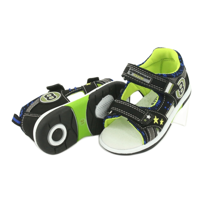 American Club Sandály Kožená vložka zdobená osmi a hvězdami DR14/20 Black and Green černý 4