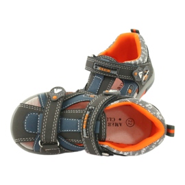 Chlapecké sandály se suchým zipem American Club DR09 / 20 modrý oranžový šedá 4