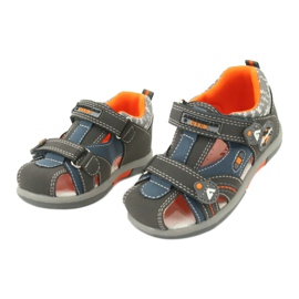 Chlapecké sandály se suchým zipem American Club DR09 / 20 modrý oranžový šedá 1