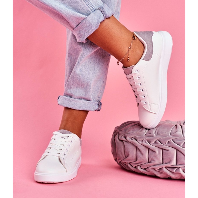 SEA Dámské sportovní boty bílé barvy s šedým podpatkem Milly bílý šedá 2