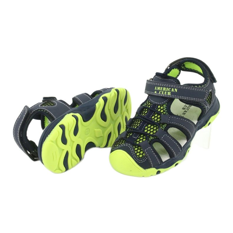 Kožené sandály American Club XD06 / 20 navy blue námořnická modrá zelená 3