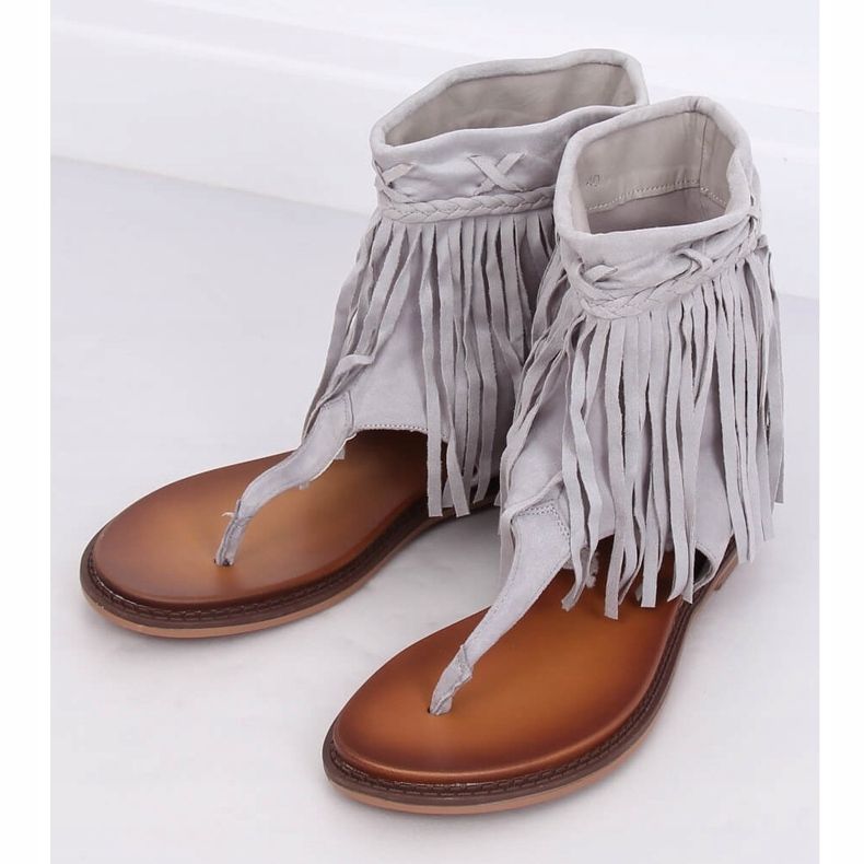 Šedé žabky se svrškem NS129P Šedá 1 Šedé žabky se svrškem NS129P Šedá 1