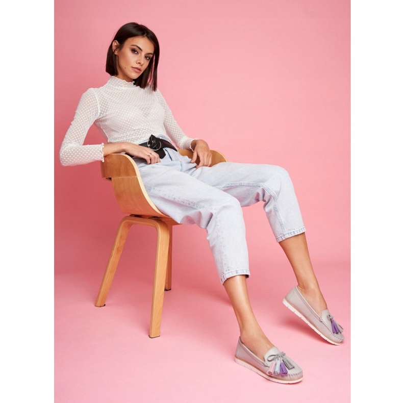 EVE Dámské mokasíny kožené šedé Bebbo šedá 1