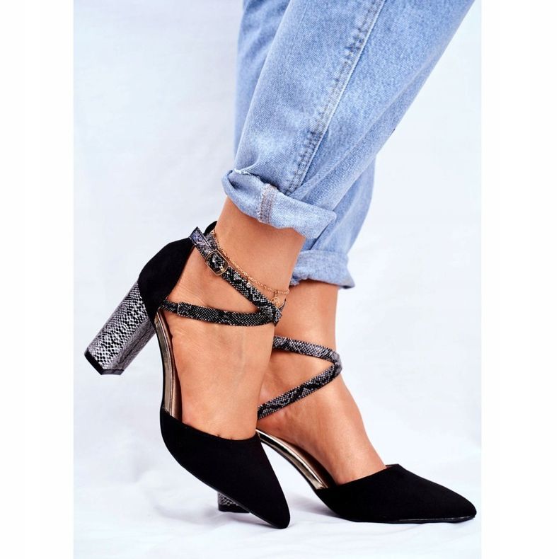 S.Barski Dámské lodičky na podpatku Had černý dohromady černá vícebarevný 1