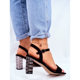 S.Barski Dámské sandály na podpatku Barski Baskila černé černá 2