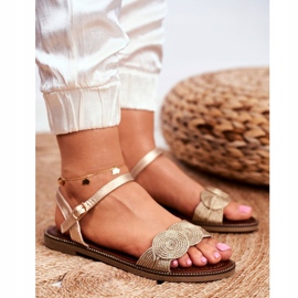 S.Barski Dámské sandály Flat Gold Barski Humanity zlatý 1