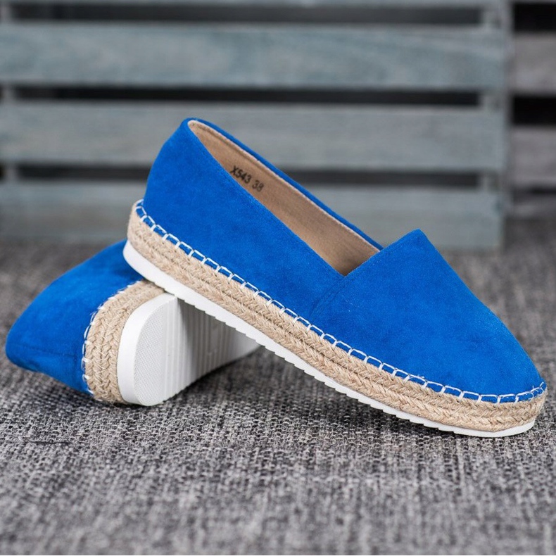 Small Swan Espadrilky z modrého semiše modrý 2