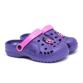 Flameshoes Dětské domácí pantofle Purple Kroks s Beruškou fialový 1