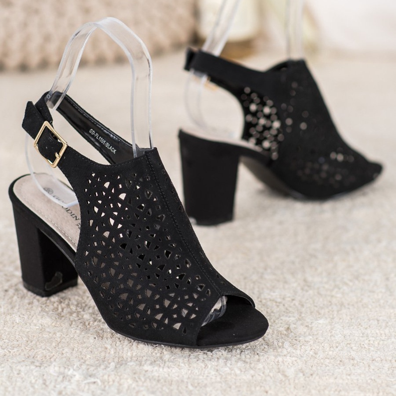 Goodin Prolamované sandály se semišem černý 1