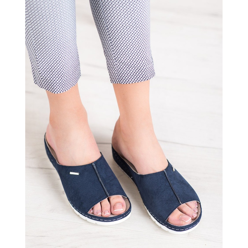 Pohodlné třpytivé pantofle VINCEZA modrý 1