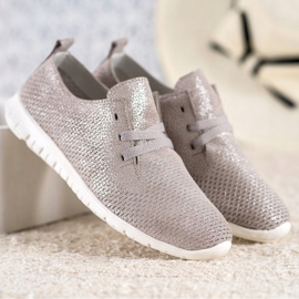 Kožené boty s třpytkami VINCEZA béžový 1