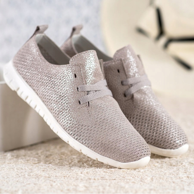 Kožené boty s třpytkami VINCEZA béžový 1