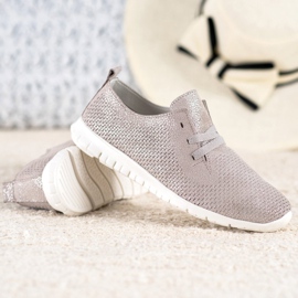 Kožené boty s třpytkami VINCEZA béžový 2