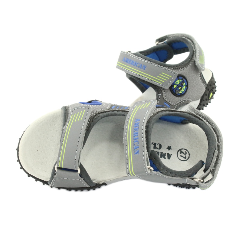 American Club Americké kožené sandály HL20/20, šedomodré šedá 4