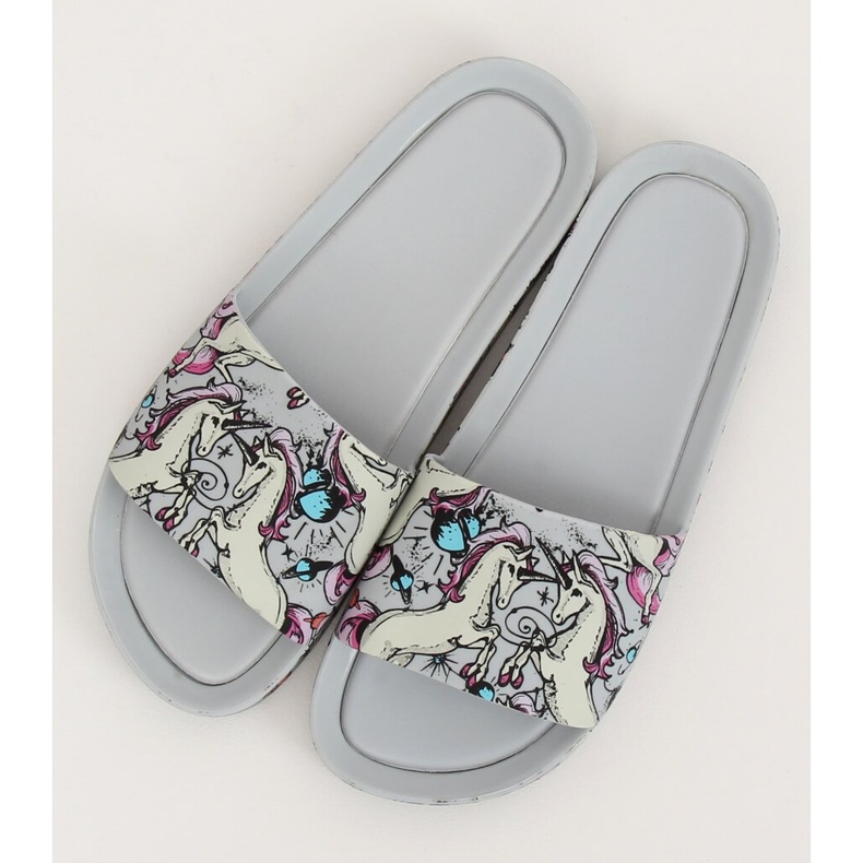 Šedé pantofle Unicorn CK83 Grey šedá vícebarevný 2
