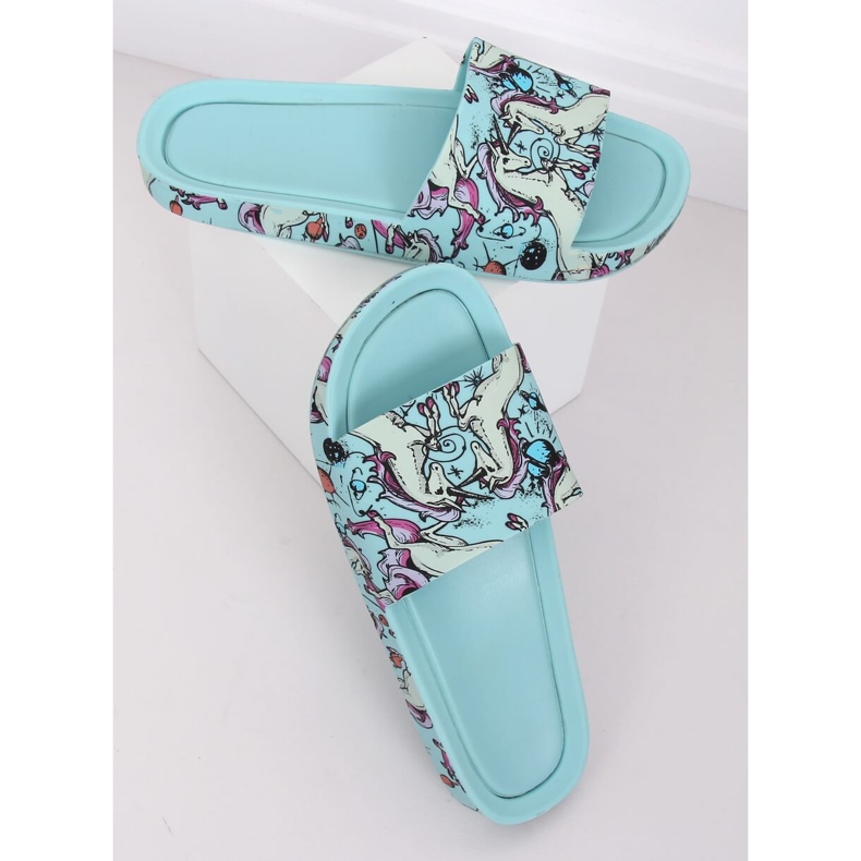 Modré pantofle Unicorn CK83 L.BLUE modrý 2