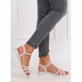 Sandály na nízkém klínu béžové a růžové NS113P Nude růžový 1